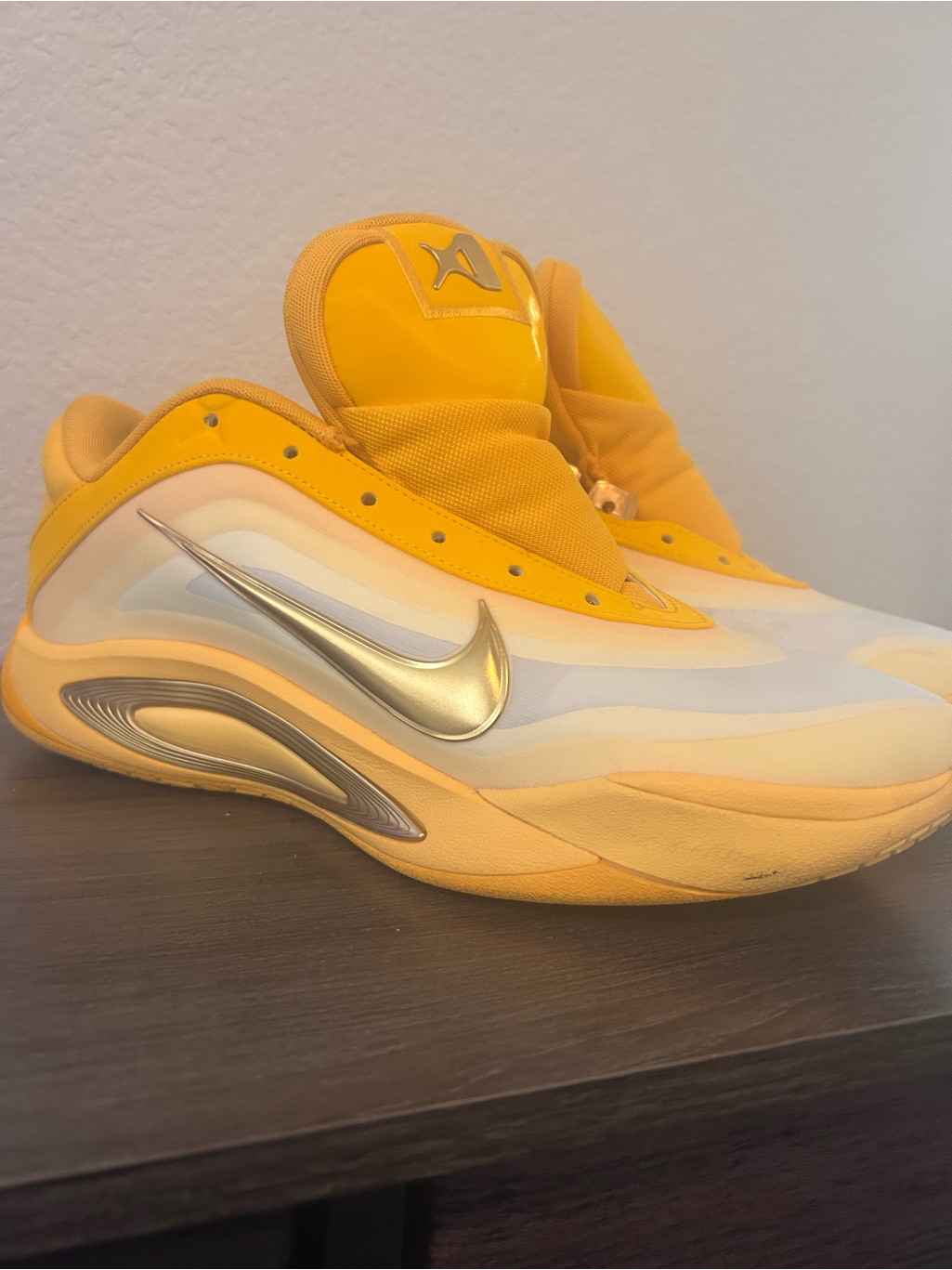 Nike Yellow And Gold Low-Top Basketball Sneakers